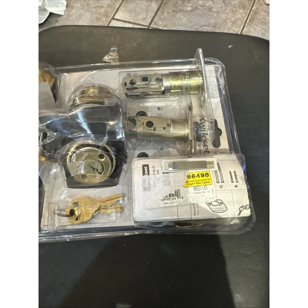 Kwikset Tylo Polished Brass Keyed Entry Door Knob Deadbolt Combo double cylander